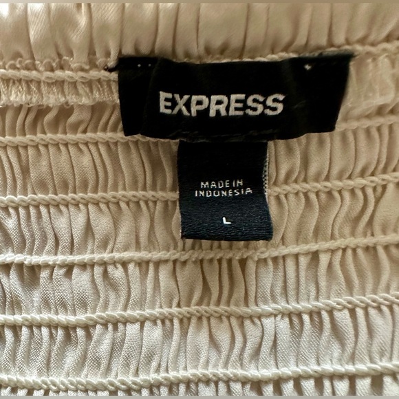 🔥 Express Satin Strapless Ruched Peplum Top Cream L Resort Party Chic ✨🌴 - Picture 6 of 6